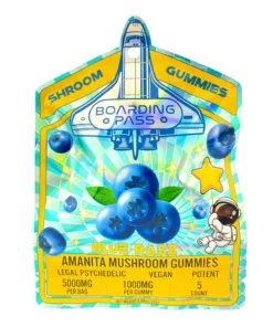 Blue Razz Boarding Pass Amanita Mushroom Gummies 1000mg