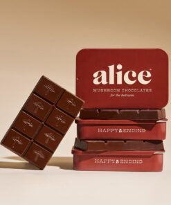 "Alice Mushrooms Happy Ending Chocolate Tin - Vegan intimacy chocolate with Cordyceps for enhanced desire"